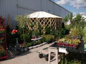 Yurt inside a garden center