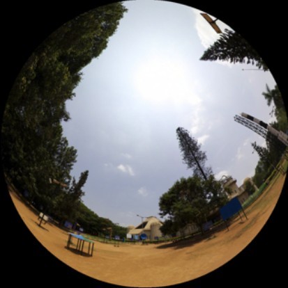 180 degree ﬁsheye tilted 30 degrees